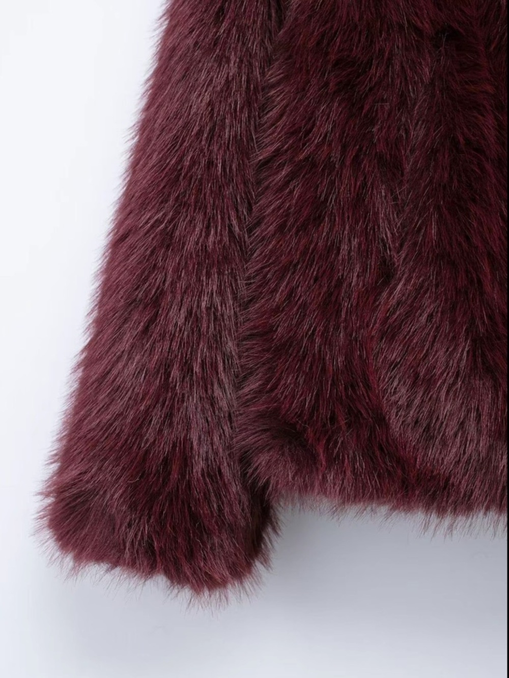 Burgundy Faux Fur Cropped Jacket - L - Picture 8 of 9